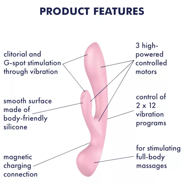 Satisfyer Triple Oh - vibrator za stimulacijo klitorisa z ročajem - polnilni