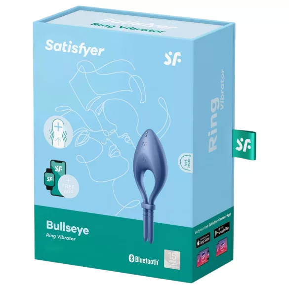 Satisfyer Bullseye - aplikacijsko vodeni vibracijski obroček za penis za moške (moder)