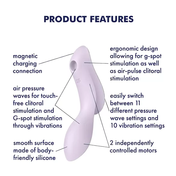 Satisfyer Curvy Trinity 2 - zračni 2-v-1 vibrator (vijoličen)