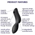 Satisfyer Curvy Trinity 2 - vibrir z zračnimi valovi 2v1 - črn