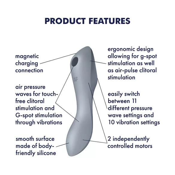 Satisfyer Curvy Trinity 3 - vibratorski stimulator klitorisa 2v1 - sivi