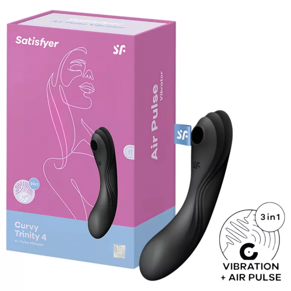 Satisfyer Curvy Trinity 4 - zračni val 2v1 vibrator (črn)