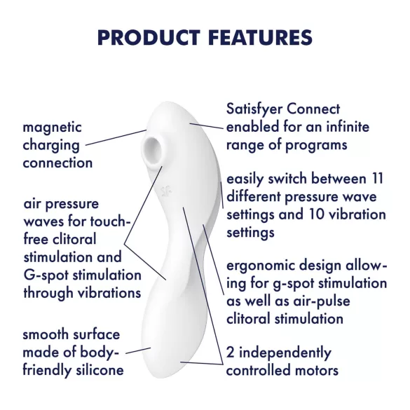 Satisfyer Curvy Trinity 5+ - aplikacijsko voden 2-v-1 vibrator (bel)