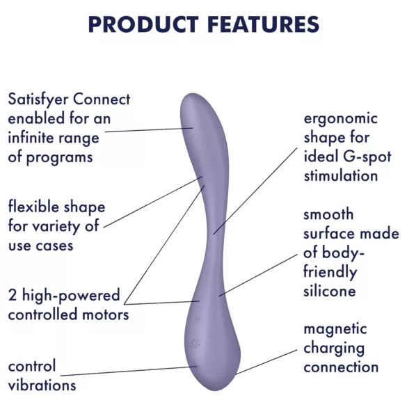 Satisfyer G-spot Flex 5 - vibrirajoči stimulator G-točke z upravljanjem prek aplikacije (vijoličen)