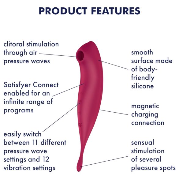 Satisfyer Twirling Pro - vibrator za klitoris 2v1 - pameten - rdeč