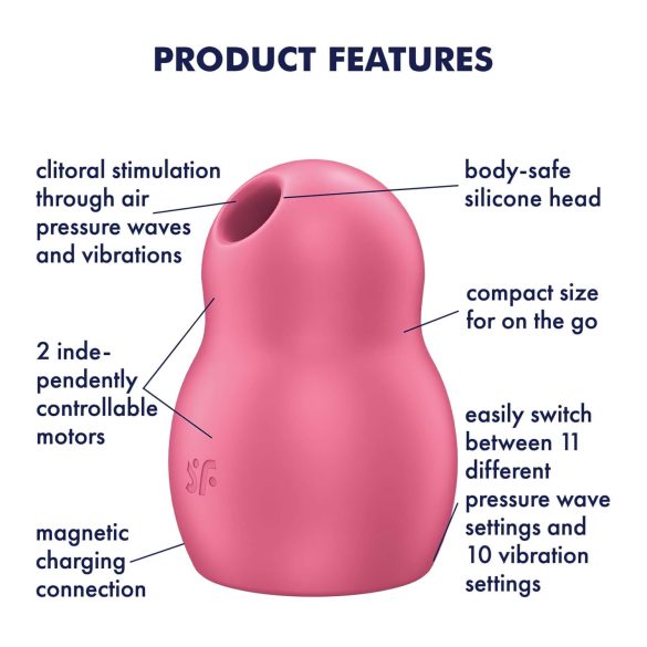 Satisfyer Pro To Go 1 - stimulator klitorisa z zračnimi valovi - polnilec - rdeč