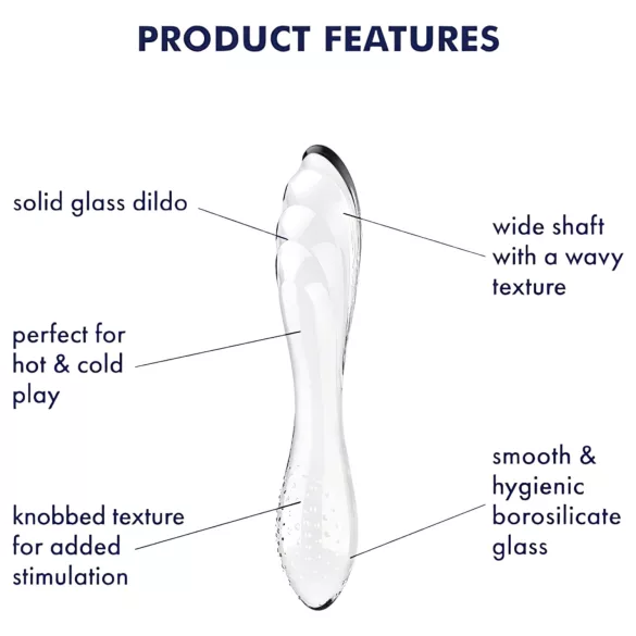 Satisfyer Dazzling Crystal 1 - dvostranski stekleni dildo - prozoren