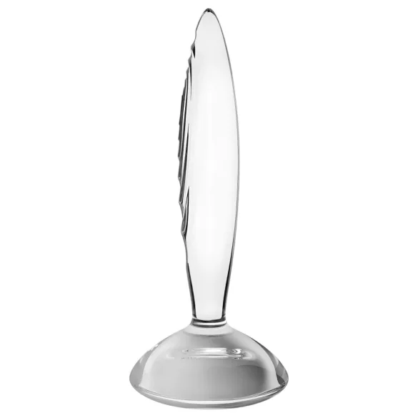 Satisfyer Sparkling Crystal - stekleni dildo z rebrasto strukturo - prozoren