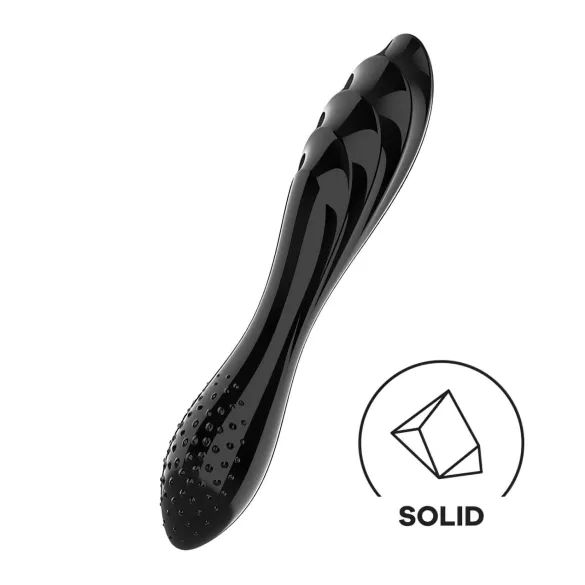Satisfyer Dazzling Crystal 1 - stekleni dildo z dvema koncema - črn