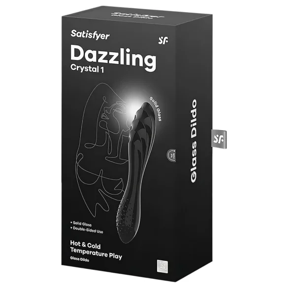 Satisfyer Dazzling Crystal 1 - stekleni dildo z dvema koncema - črn