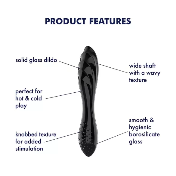 Satisfyer Dazzling Crystal 1 - stekleni dildo z dvema koncema - črn
