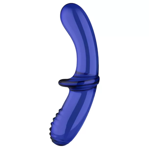 Satisfyer Double Crystal - dvostranski stekleni dildo - modra