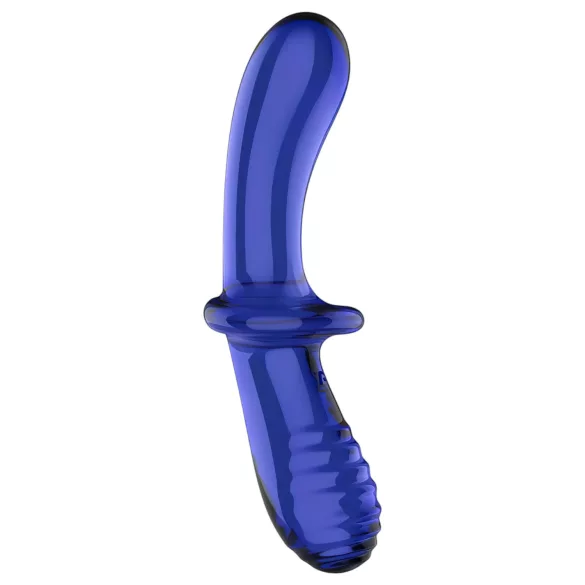Satisfyer Double Crystal - dvostranski stekleni dildo - modra