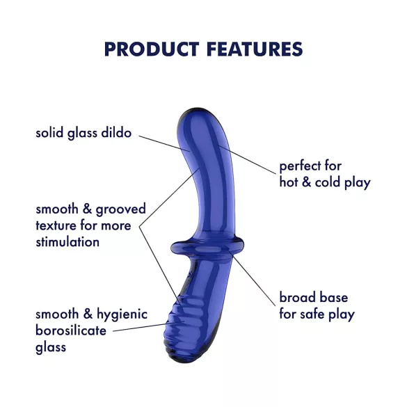 Satisfyer Double Crystal - dvostranski stekleni dildo - modra