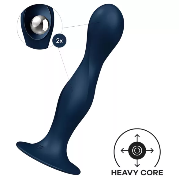 Satisfyer Double Ball-R - vaginalne kroglice - anatomska oblika - modra