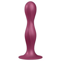   Satisfyer Double Ball-R - dildo z vakuumskim držalom - utežen - rdeč