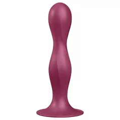   Satisfyer Double Ball-R - dildo z vakuumskim držalom - utežen - rdeč