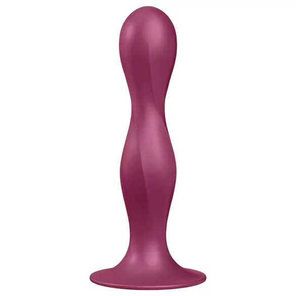 Satisfyer Double Ball-R - dildo z vakuumskim držalom - utežen - rdeč