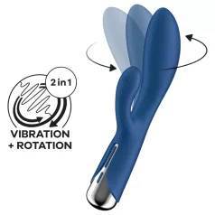   Satisfyer Spinning Rabbit 1 - vibracijski zajček s premikajočo roko - modra