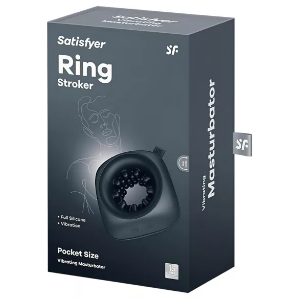 Satisfyer Ring Stroker - akumulatorski vibracijski masturbator (črn)