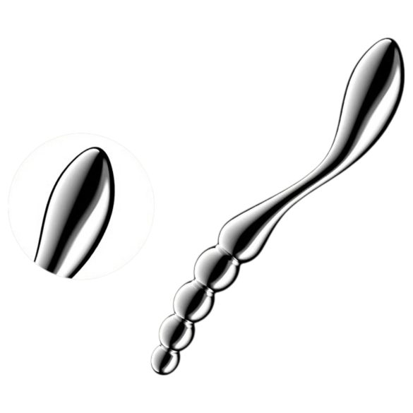 Satisfyer Star Force 1 – jekleni analni dildo s kroglicami (srebrn)