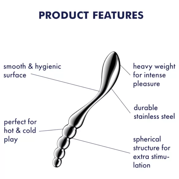 Satisfyer Star Force 1 - jeklen dildo z izboklinami - srebrn