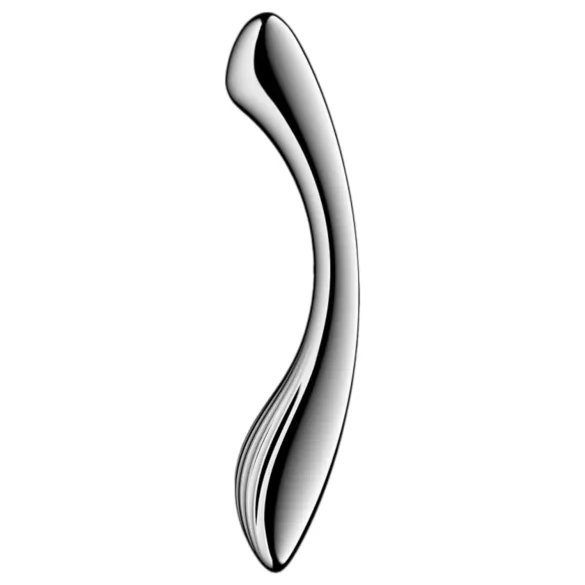 Satisfyer - jekleni dildo - rebrasta površina - srebrna