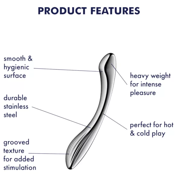Satisfyer - jekleni dildo - rebrasta površina - srebrna