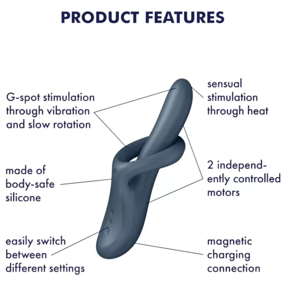 Satisfyer Heat Flex 4 - vibrator za klitoris z grelcem - siva