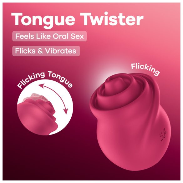 Satisfyer Tongue Twister - vibrator za klitoris z vrtljivo jeziko - roza