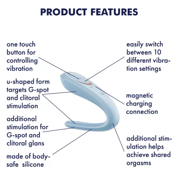 Satisfyer Double Classic - vibrator za pare (moder)