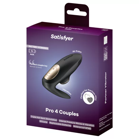 Satisfyer Pro 4 Couples - vibrator za pare z zračnimi valovi - črn