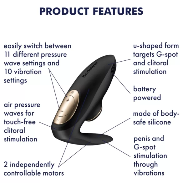 Satisfyer Pro 4 Couples - vibrator za pare z zračnimi valovi - črn