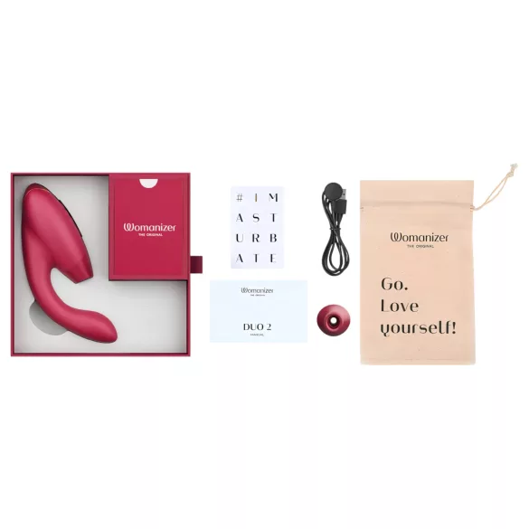 Womanizer Duo 2 - vibrator za G-točko in klitoris - rdeč