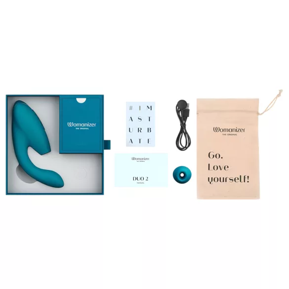 Womanizer DUO 2 - sesalnik za klitoris z rabbit vibratorjem (Petrol)