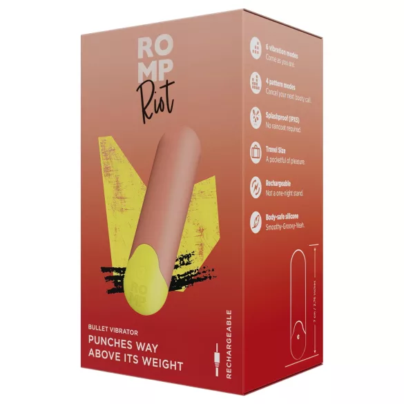 ROMP Riot - mini vibrator - vibracijska palica - oranžna