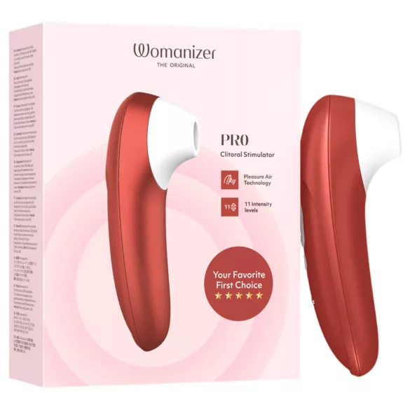 Womanizer Pro - stimulator klitorisa z zračnimi valovi (rdeč)