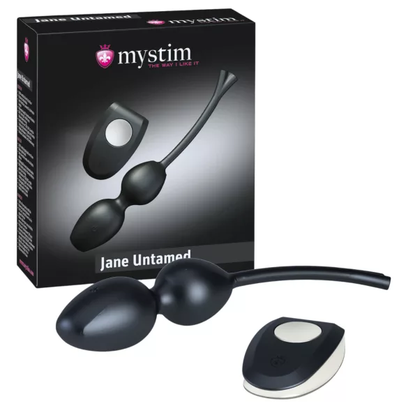 mystim Jane Untamed - dvojne vibracijske gejša kroglice (črne)