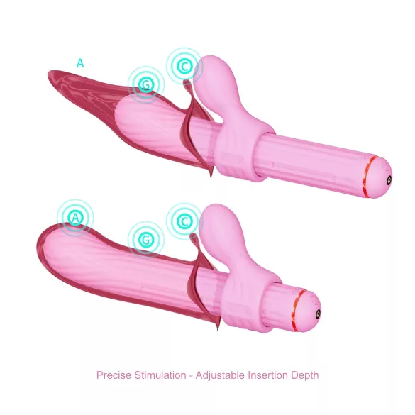 Magic Stick - vibrator s prilagodljivimi nastavki (roza)