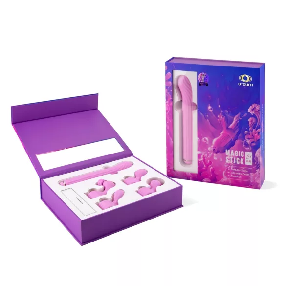 Magic Stick - vibrator s prilagodljivimi nastavki (roza)