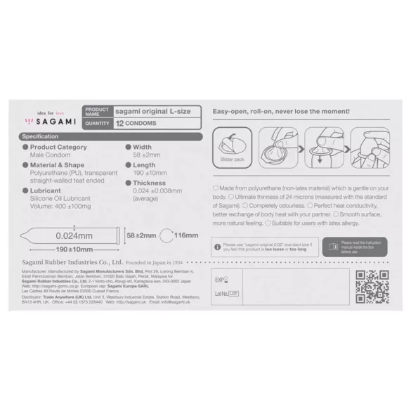 Sagami Original 0.02 L - kondom - ultra tanek - 58mm (6 kosov)