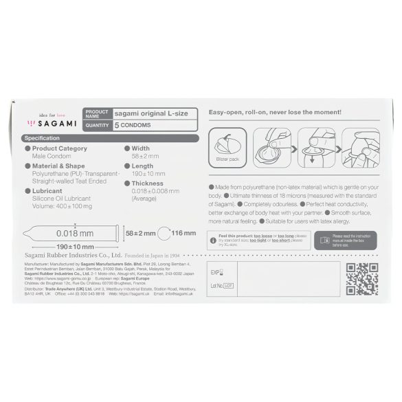 Sagami Original 0,01 L - kondom - 58mm (5 kosov)