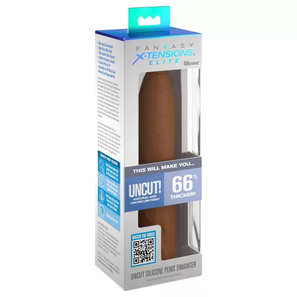 Pipedream X-TENSION Elite - raztegljivi odprti penis rokav (temna barva kože)
