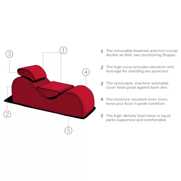 Liberator Esse Lounger - tantra stol - nastavljiv, 3-delni - rdeč