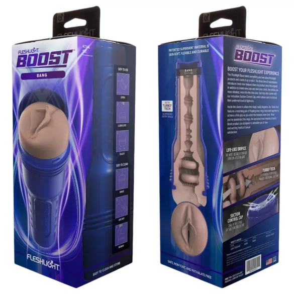 Fleshlight Boost Bang - masturbator vagina - realistično - naravna barva