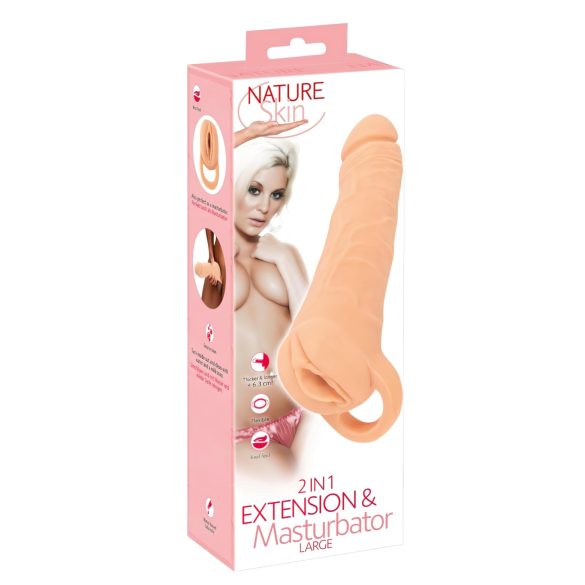 Nature Skin - masturbator in penisova prevleka - 23 cm - naravno