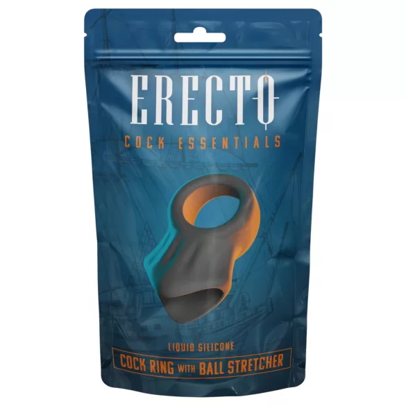 Erecto - erekcijski obroč s podaljškom za moda - črna