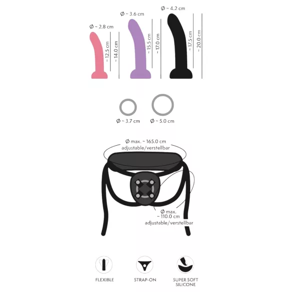 You2Toys - pas za dildo set - črna