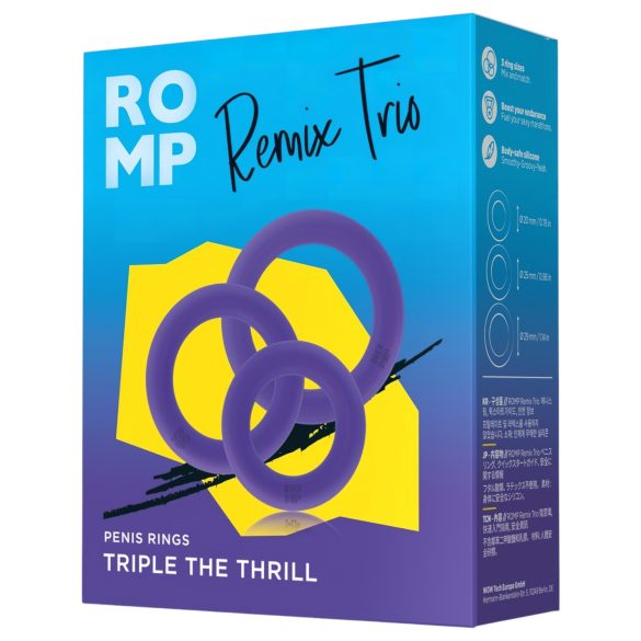 ROMP Remix Trio - set erekcijskih obročkov - 3 kosi - vijolična
