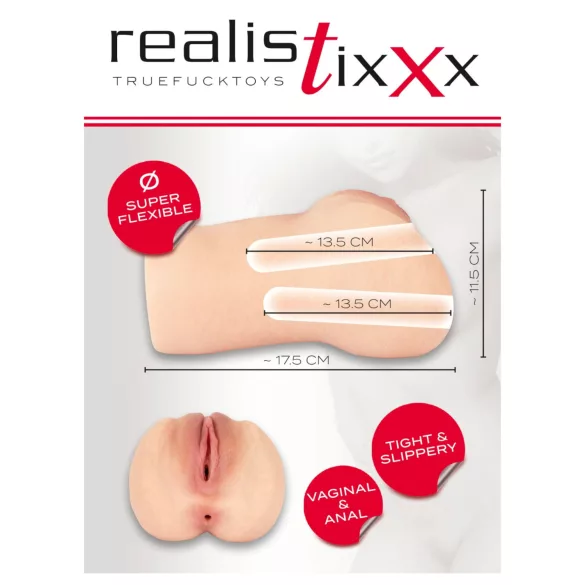 Realistixxx Real Stroker - realističen masturbator vagina in anus (barva kože)